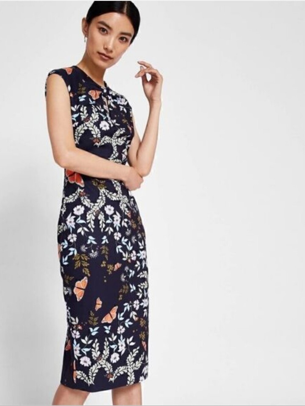 Ted Baker Kairra Kyoto Gardens Floral Sheath Dress Navy Multi-Color Women's 2